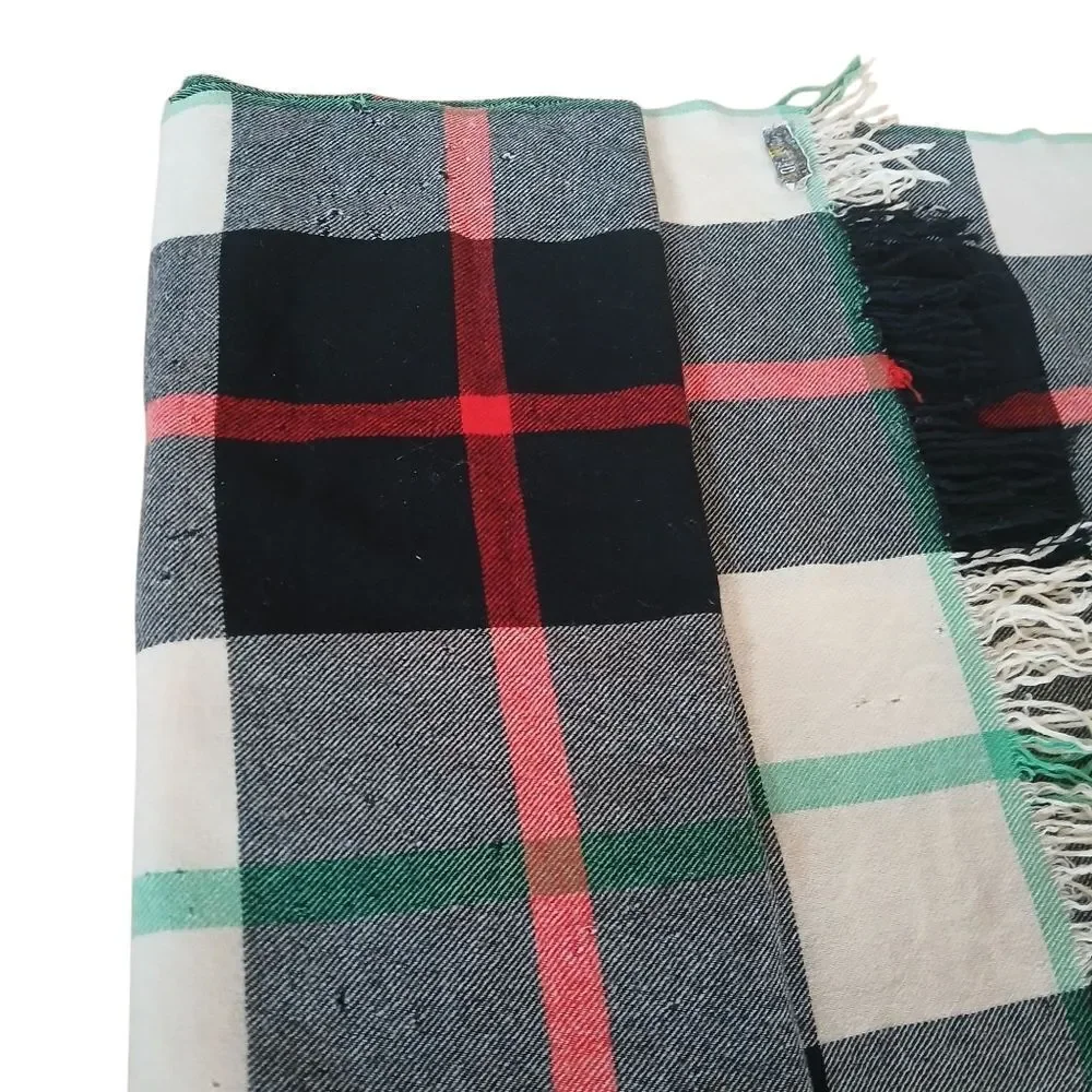 Vintage MCM 40's The Californian Robette Blanket Wool Tartan Plaid Steamer Style